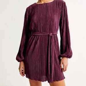 Abercrombie & Fitch Satin Plisse Easy Mini Dress M TALL